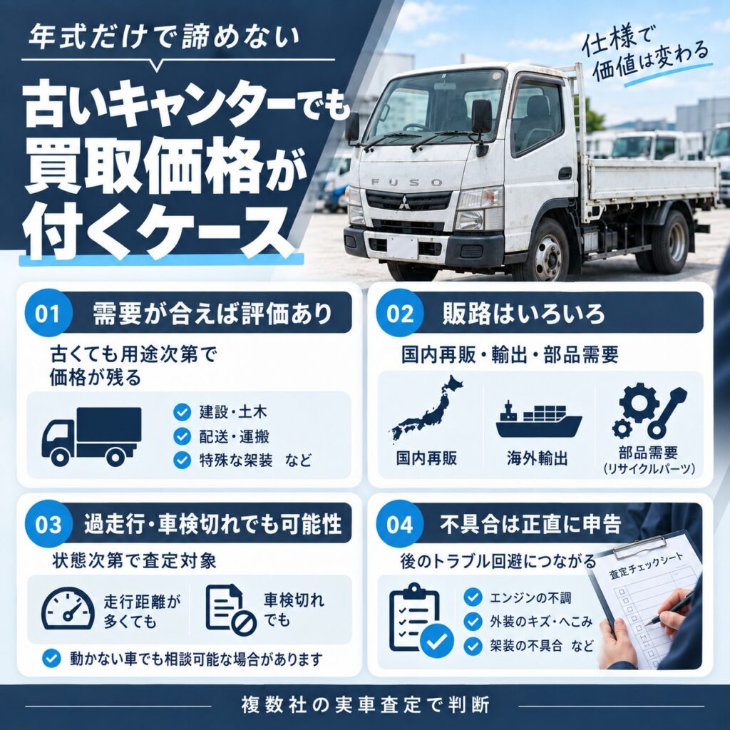 古いキャンターでも買取価格が付くケース