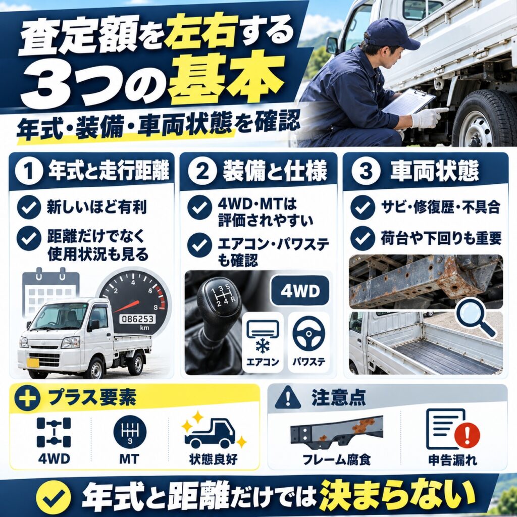 軽トラックの下取り相場を左右する査定項目