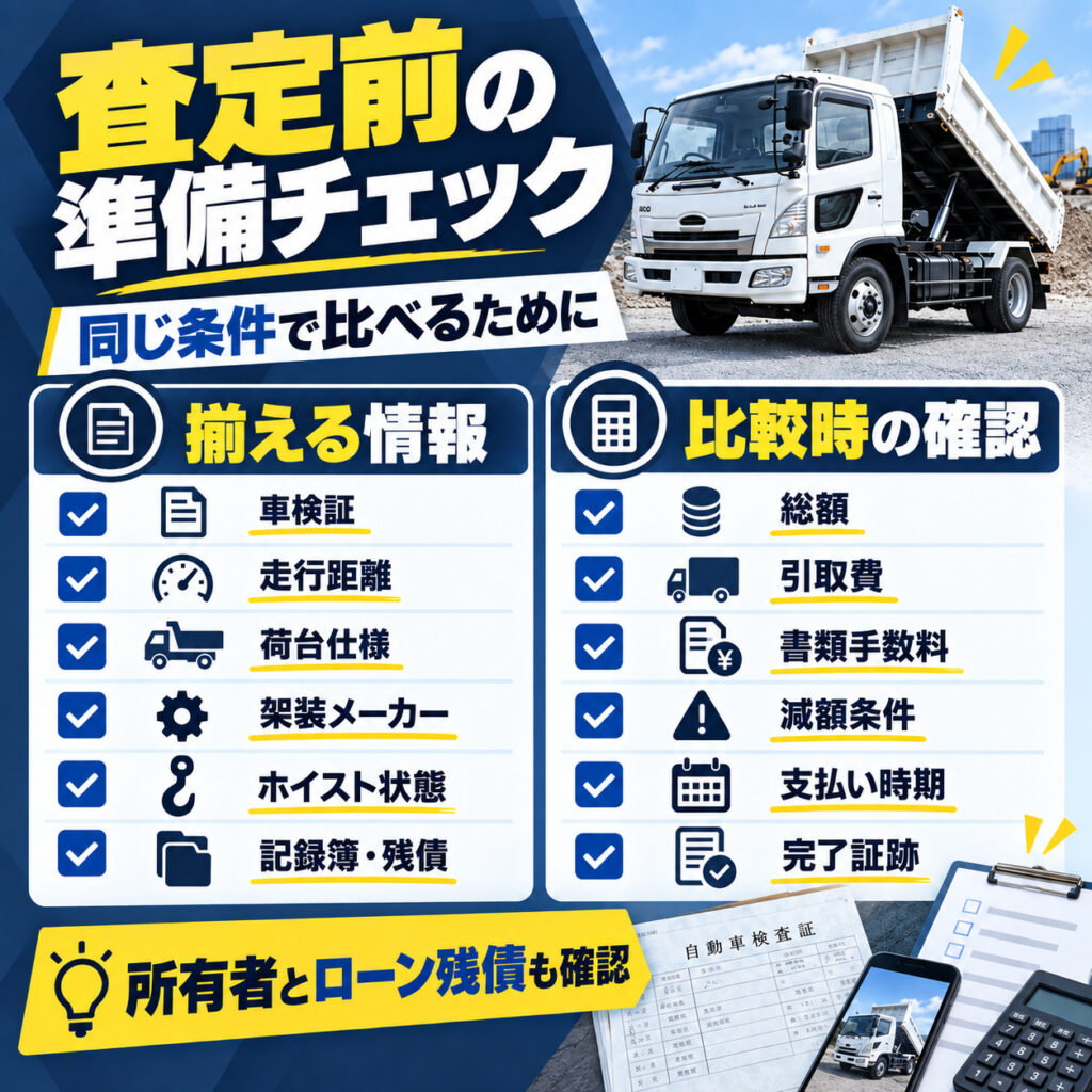 査定前の準備で下取り額を比較しやすくする