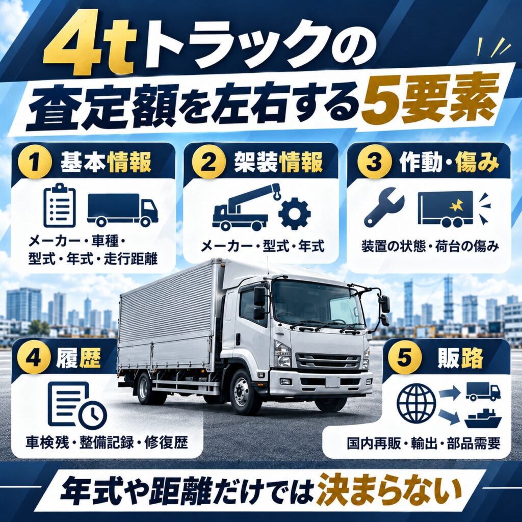 4tトラックの査定額を左右するポイント