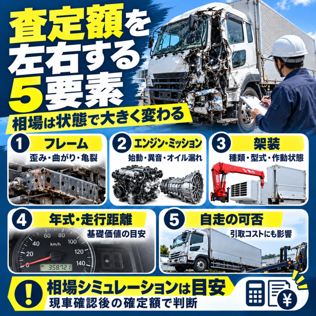 事故トラックの買取相場は状態ごとの差が大きい