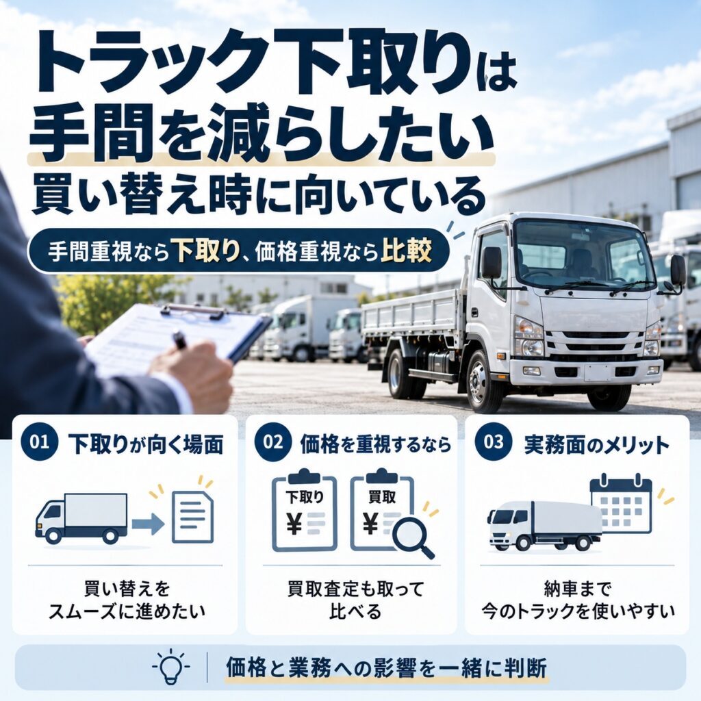 トラック下取りは手間を減らしたい買い替え時に向いている