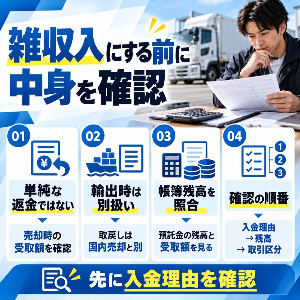 返金や雑収入で処理する前に取引の中身を確認する