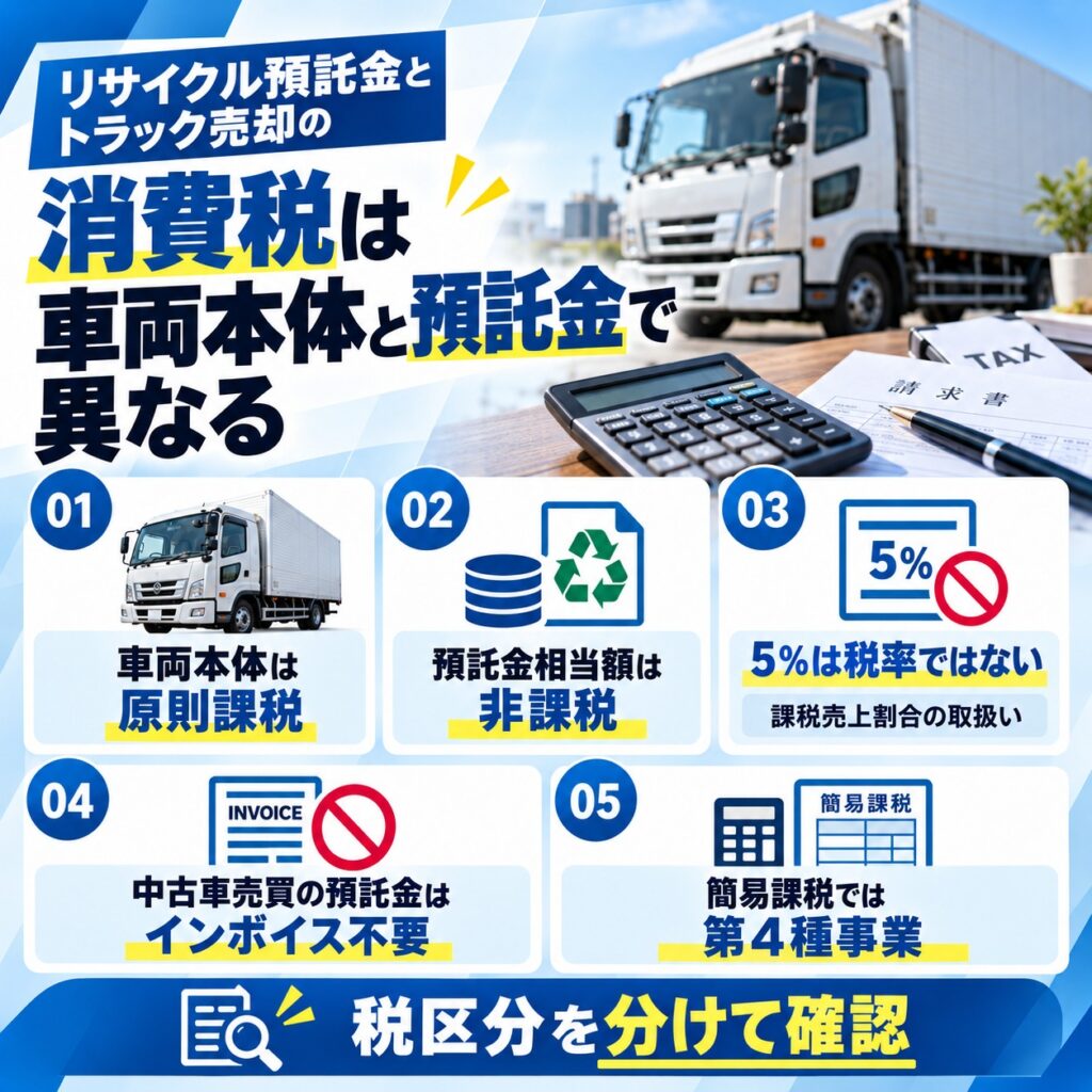 リサイクル預託金とトラック売却の消費税