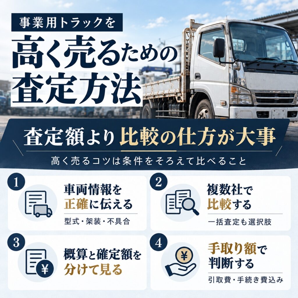 事業用トラックを高く売るための査定方法