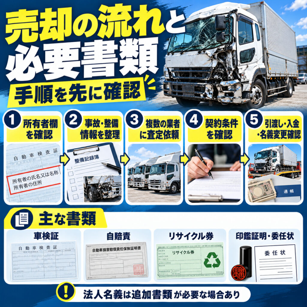 事故トラックを売るときの流れと必要書類を確認