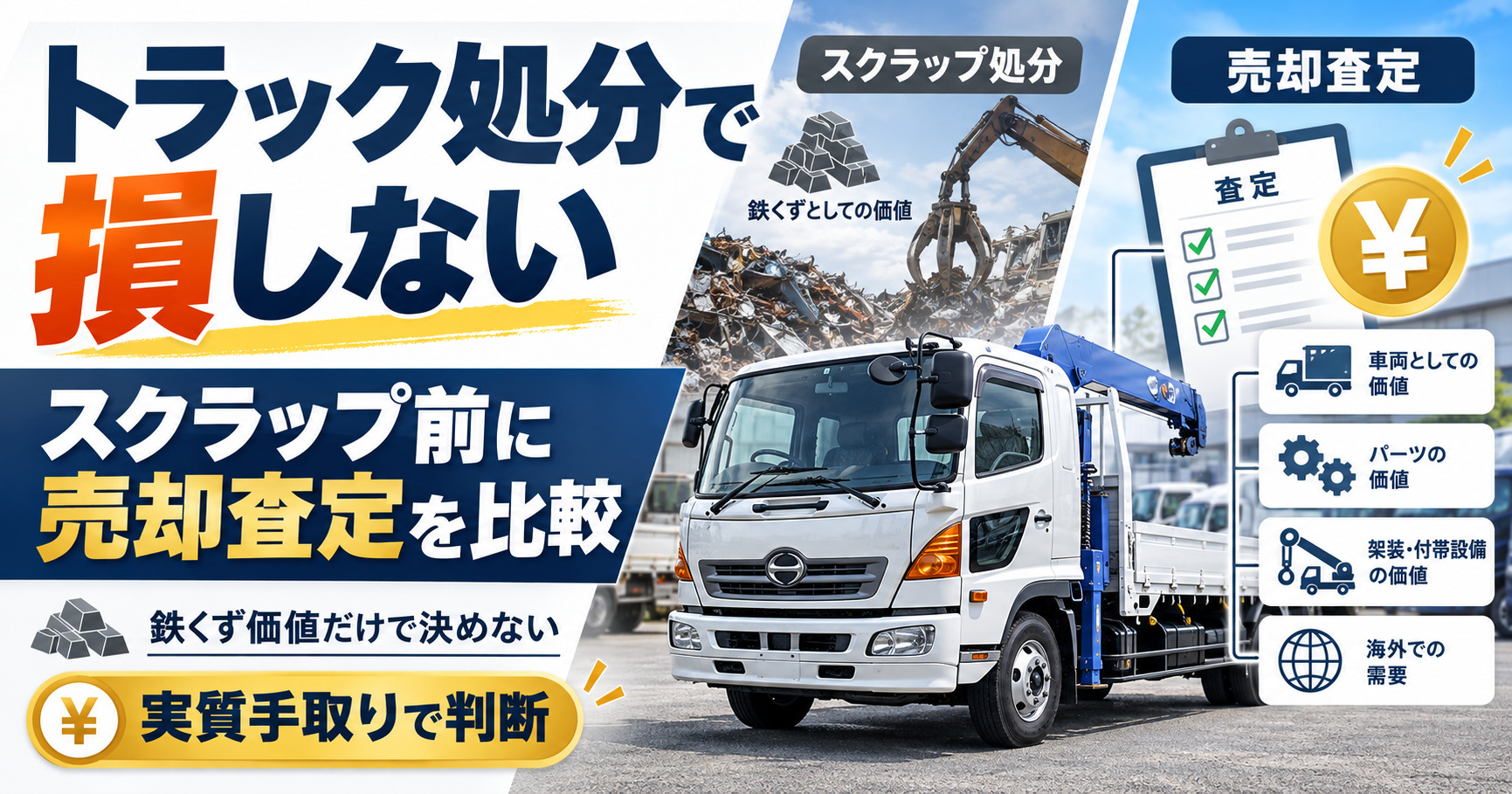 トラックはスクラップか売却か【鉄相場だけで決めない】先に査定する理由