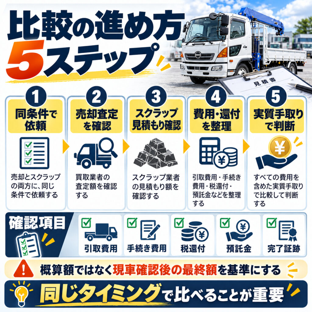 スクラップか売却かを比べる具体的な手順