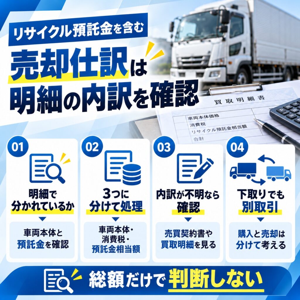 リサイクル預託金を含む売却仕訳の考え方