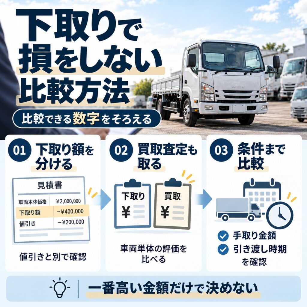 トラック下取りで損をしない比較方法