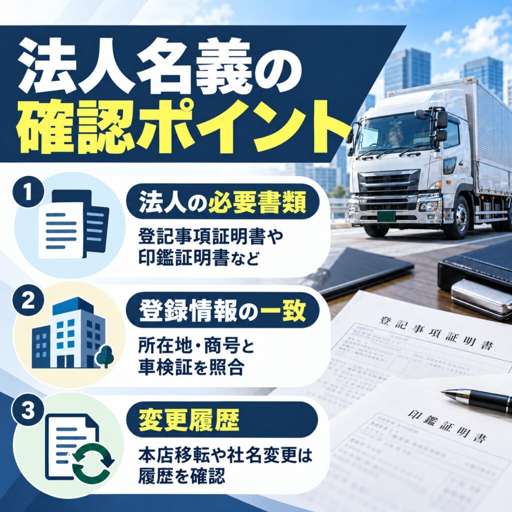 法人名義のトラックは登記情報と追加書類を確認する