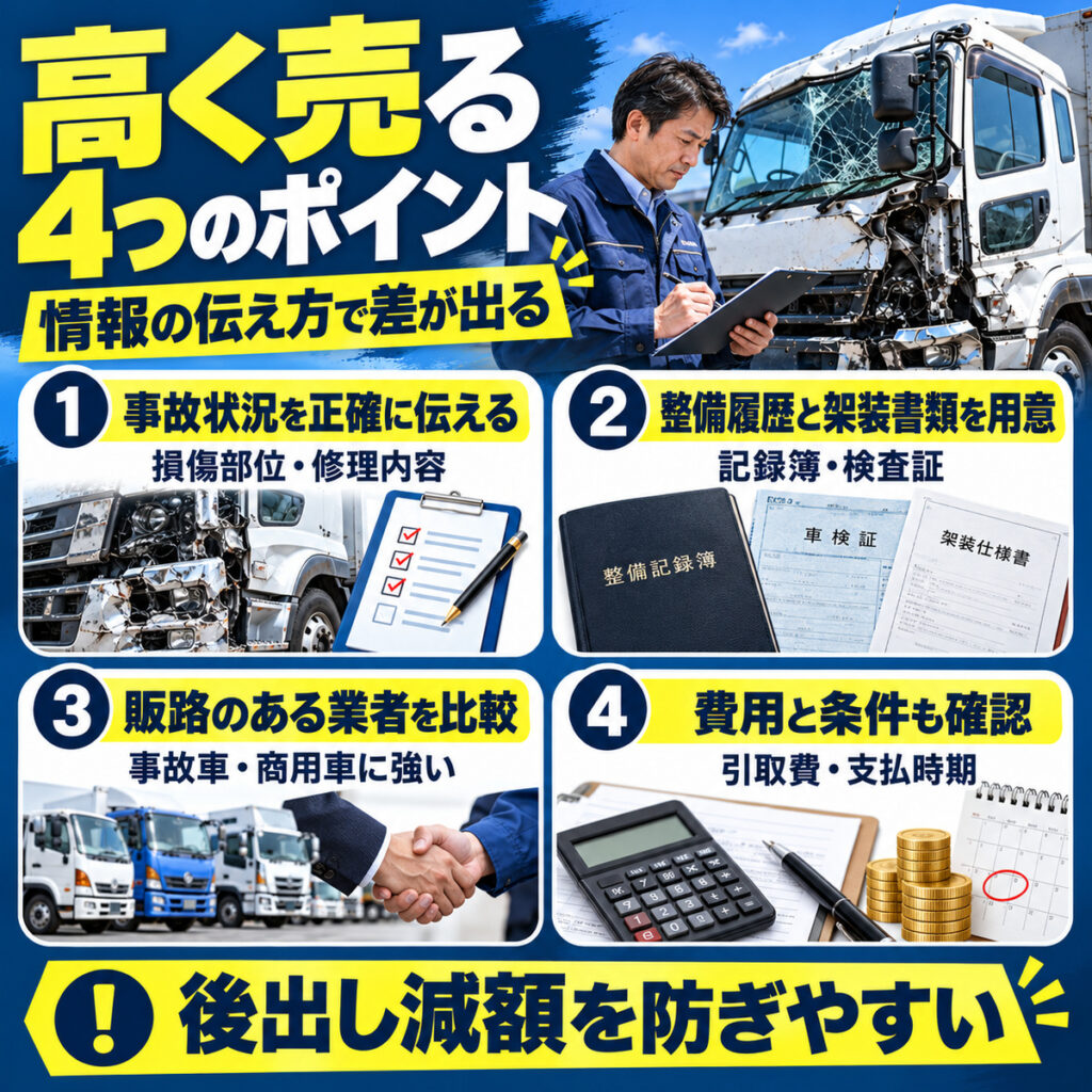 事故トラックを少しでも高く売るためのポイント