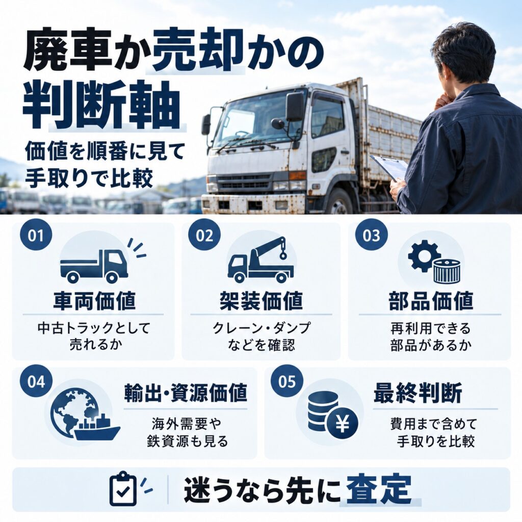 トラックを廃車にするか売却するかの判断基準