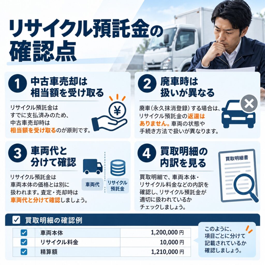 リサイクル預託金は車両代と分けて確認する