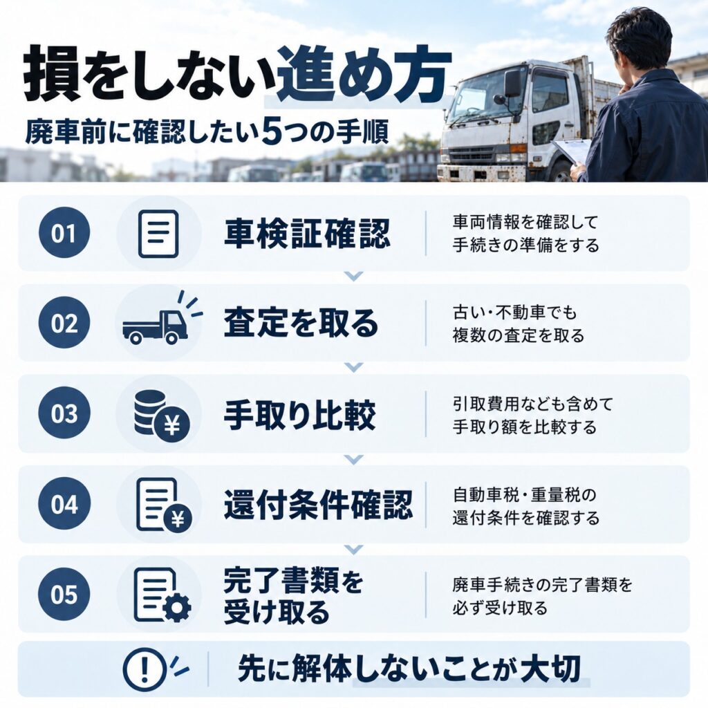 トラック廃車で損をしないための進め方