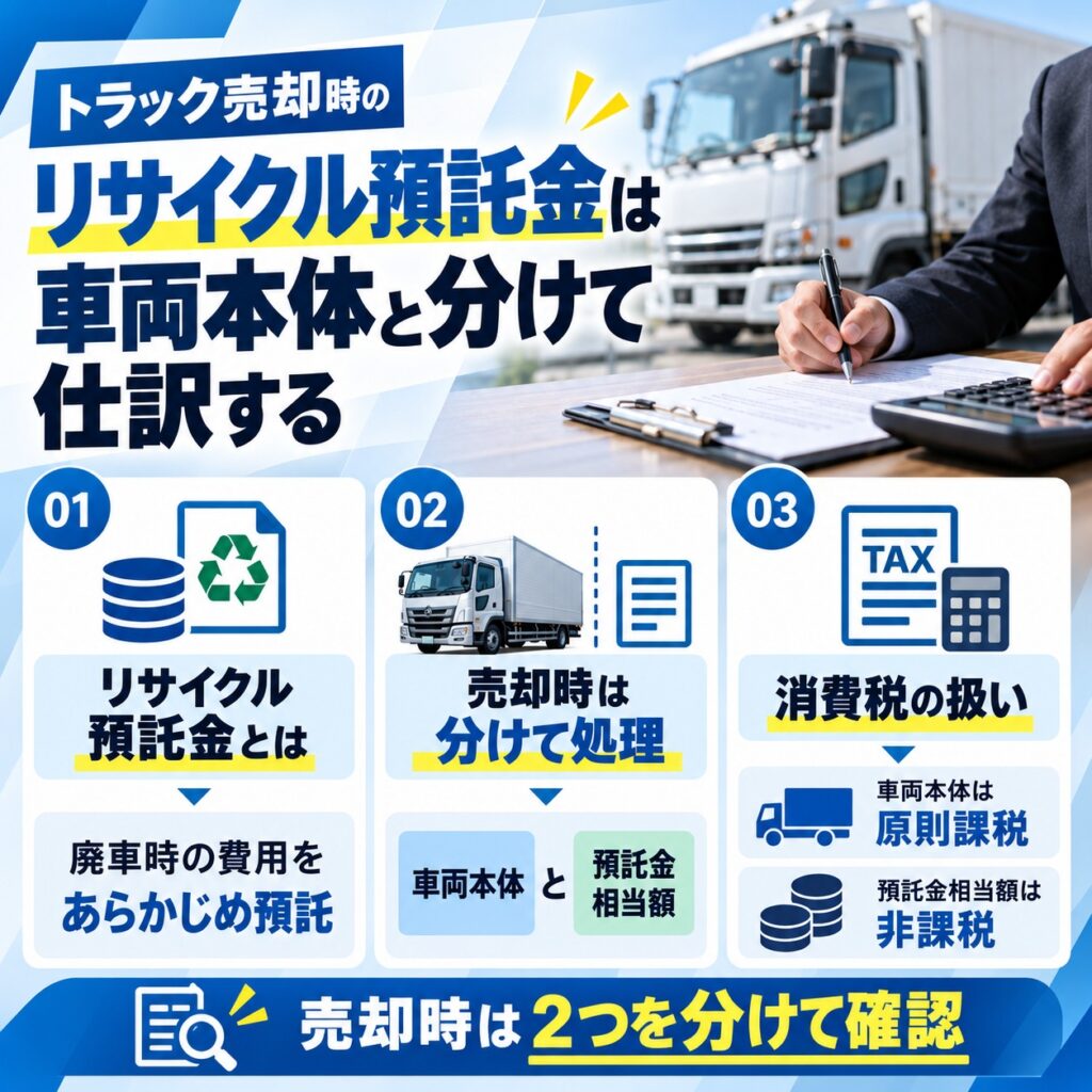リサイクル預託金の売却時は車両本体と分けて仕訳する