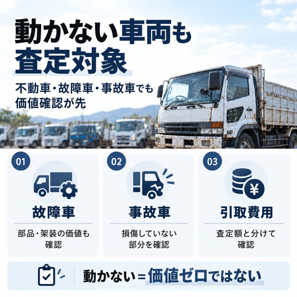 不動車・故障車・事故車でも廃車前に査定する