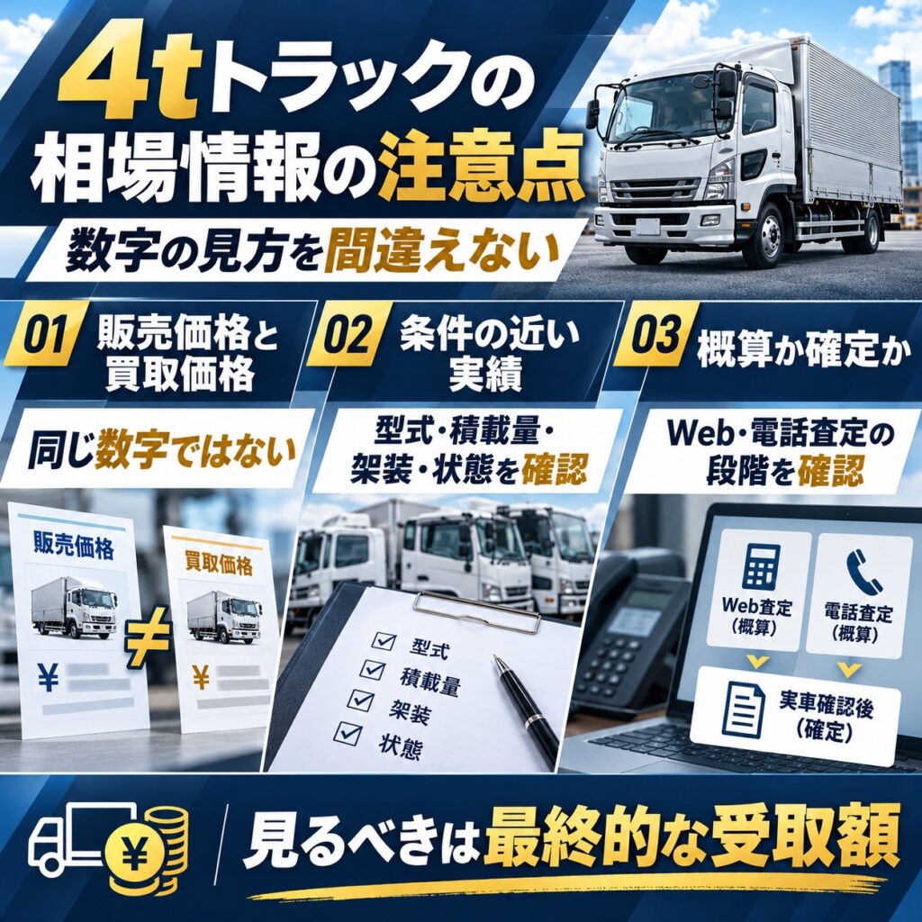 4tトラックの相場情報を見るときの注意点