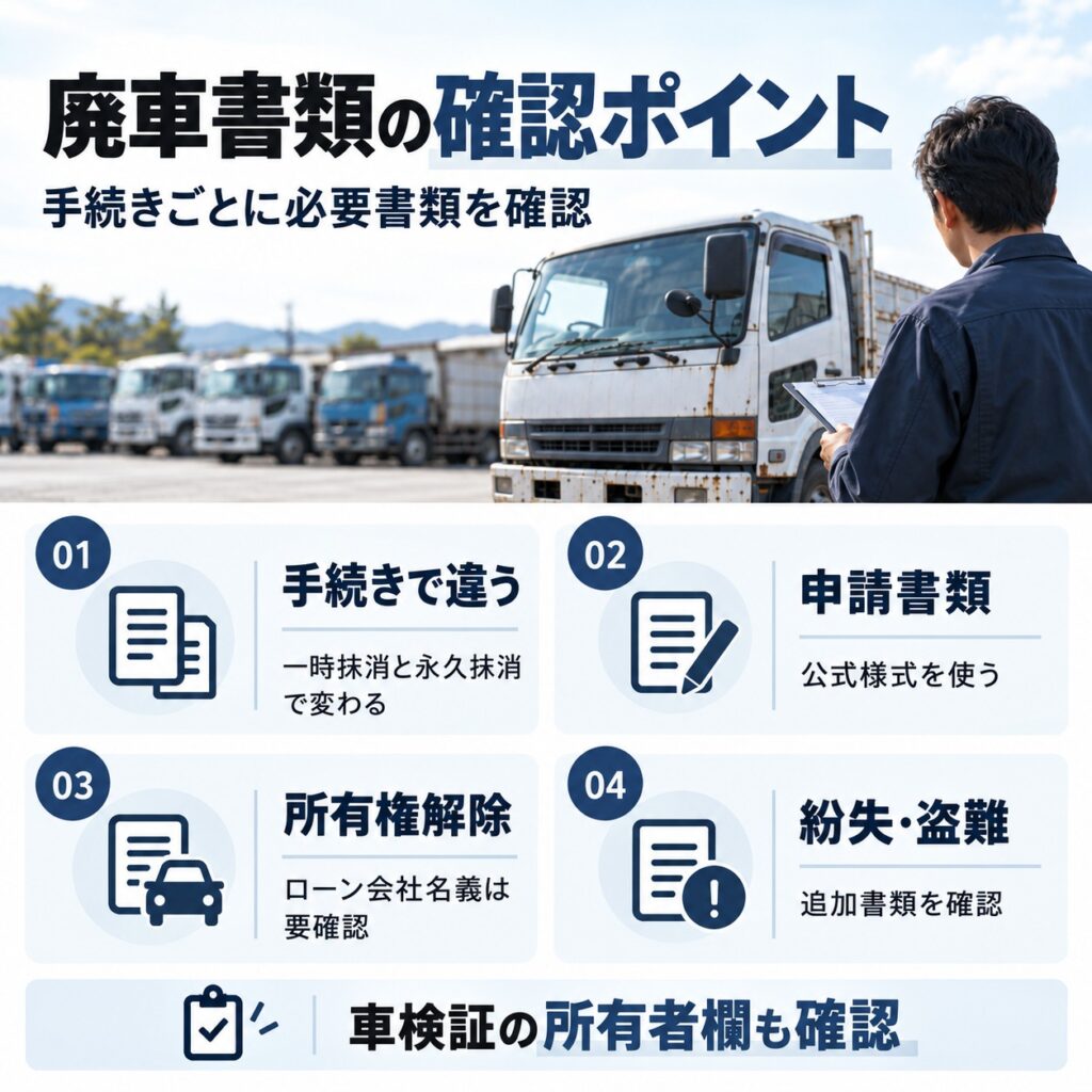 トラックの廃車に必要な書類