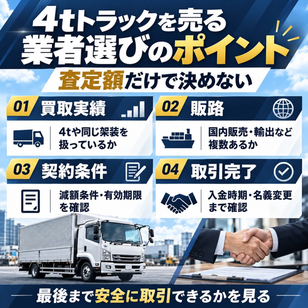 4tトラックを売る業者の選び方