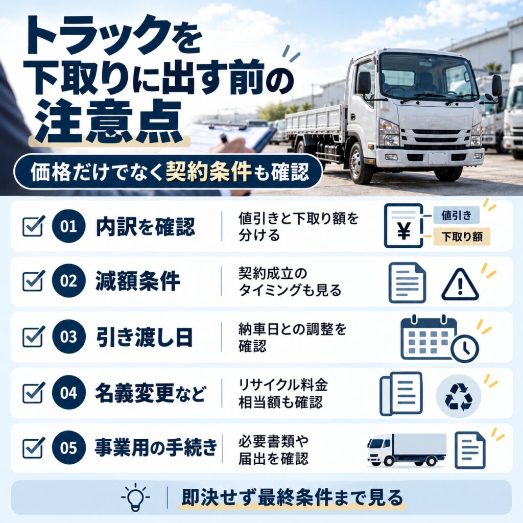 トラックを下取りに出す前に確認したい注意点