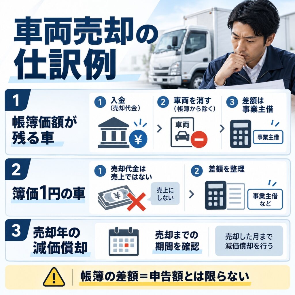 個人事業主が車両を売却したときの仕訳例