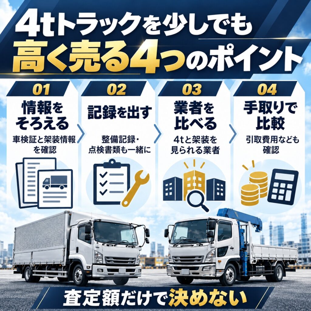4tトラックを少しでも高く売るためのポイント