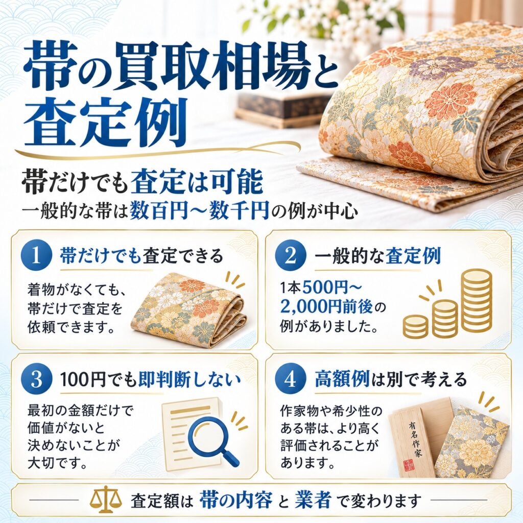 着物の帯は買取できる？実査定では数百円〜数千円の例が多かった