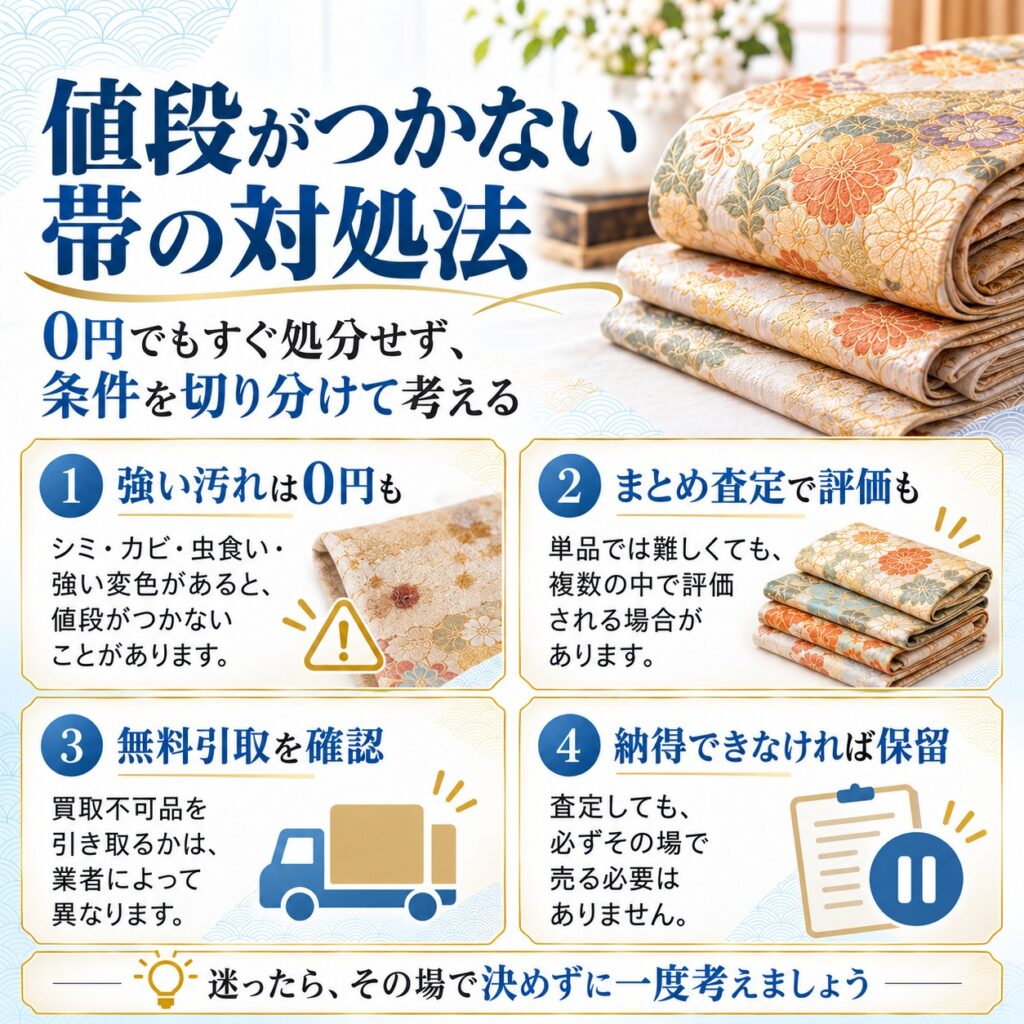 値段がつかない帯はどうする？