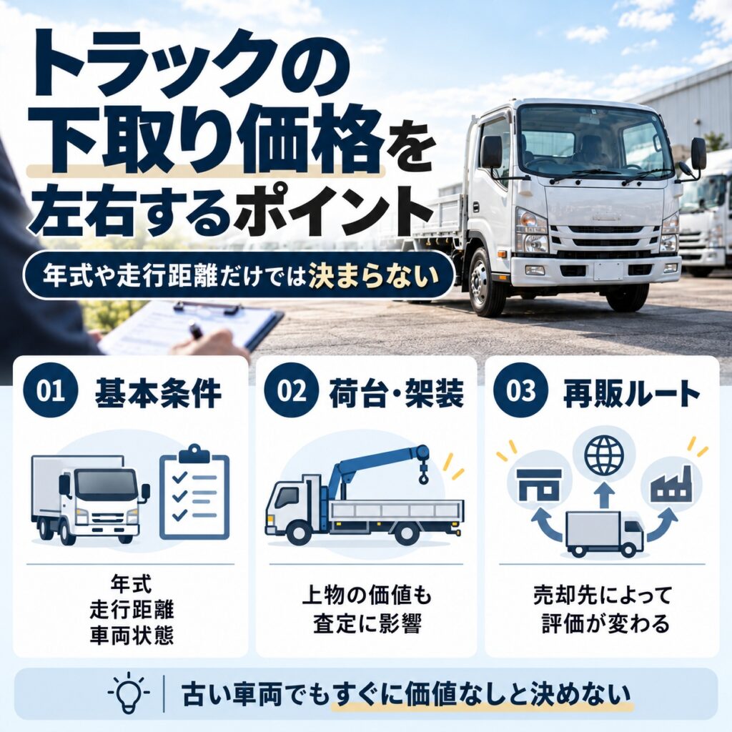 トラックの下取り価格を左右するポイント