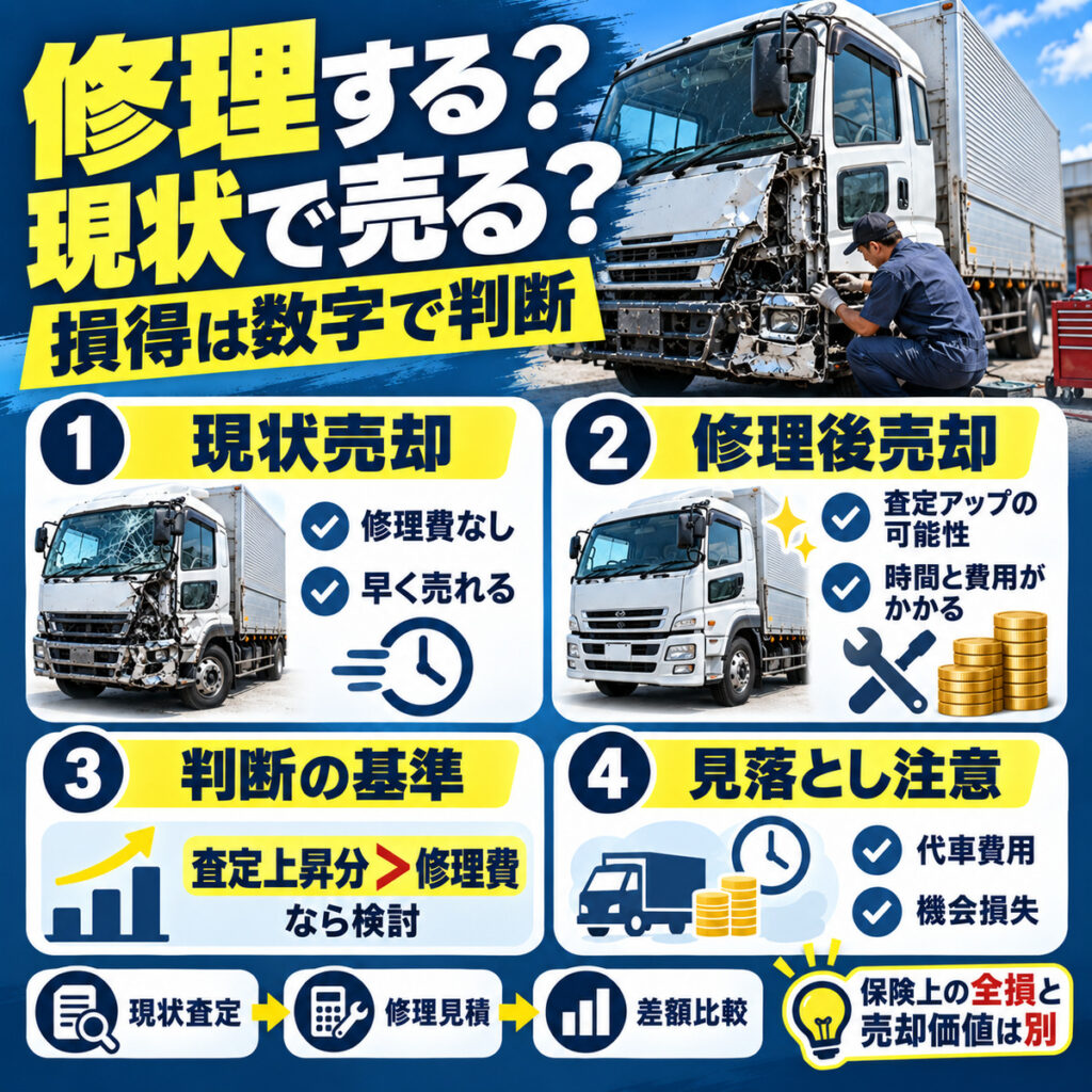 修理して売るか現状のまま売るかを判断する