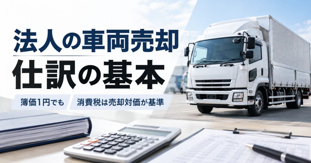 法人の車両売却の仕訳はどうなる？簿価1円でも消費税は売却対価が基準