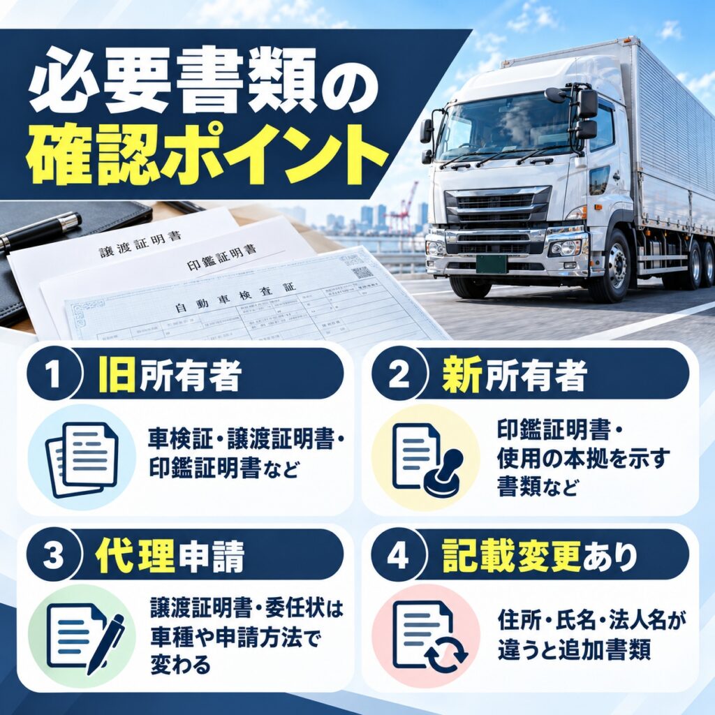 トラックの名義変更に必要な書類