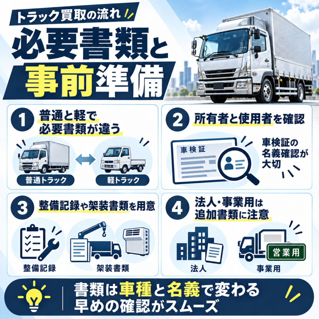 トラック買取で必要な書類と事前準備
