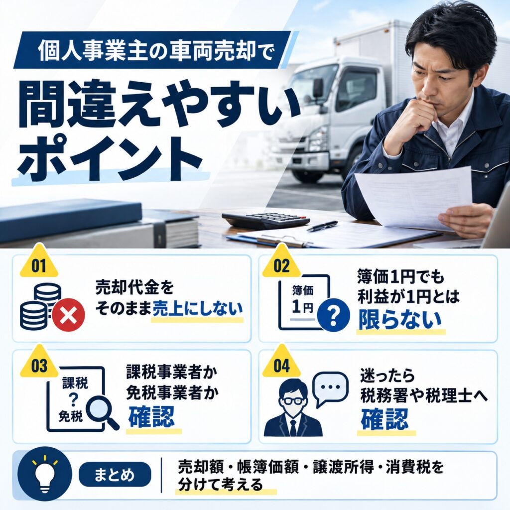 個人事業主の車両売却で間違えやすいポイント
